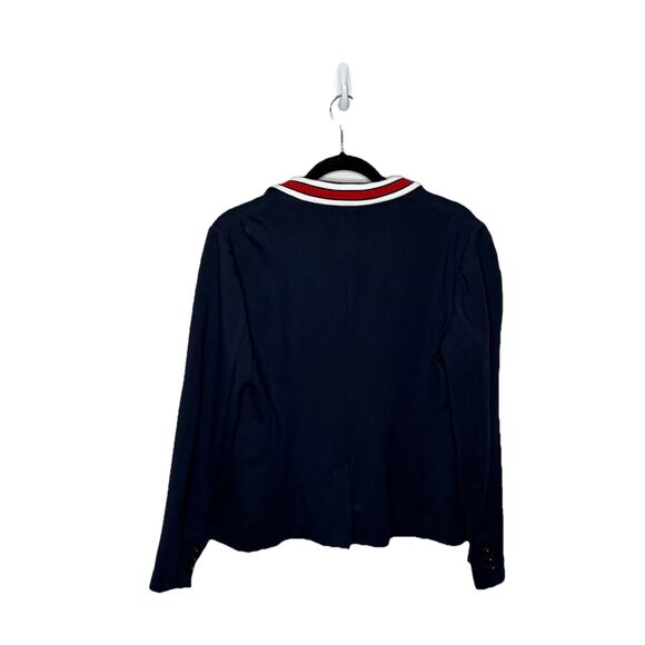 Banana Republic Classic Contrast Striped Collar Navy Blazer Ponte Size 12 Womens - Picture 4 of 6
